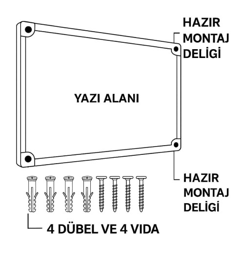 100x140 cm Beyaz Yazı Tahta Duvara Monte
