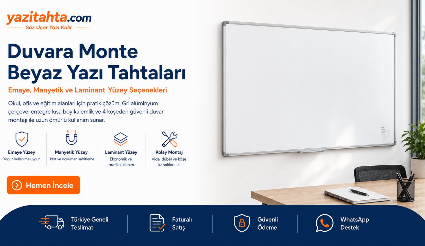 Duvara Monte Beyaz Tahtalar