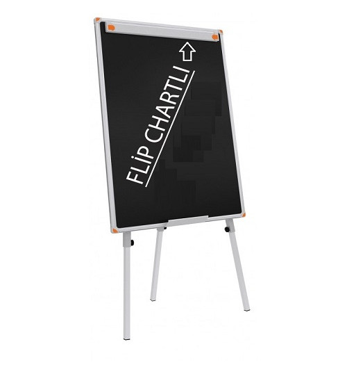 Teleskopik Ayaklı Siyah Flip Chart Yazı Tahtası 65x100 cm