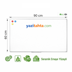 60x90 cm Seramik Çelik Beyaz Emaye Yazı Tahtası