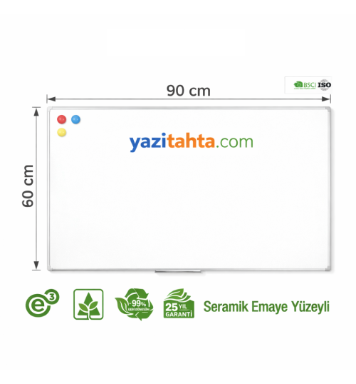 60x90 cm Seramik Çelik Beyaz Emaye Yazı Tahtası