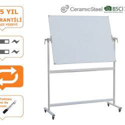 Brifing Tekerlek Ayaklı Emaye Yüzeyli Beyaz Yazı Tahta 100x140cm