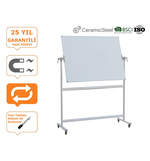 Brifing Tekerlek Ayaklı Emaye Yüzeyli Beyaz Yazı Tahta 100x140cm